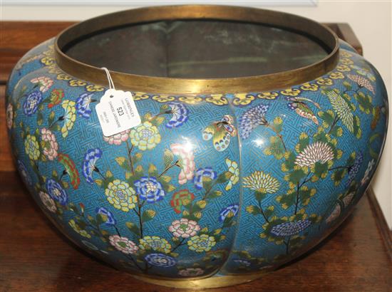 A Chinese cloisonne enamel quatre lobed jardiniere, 19th century, 41cm